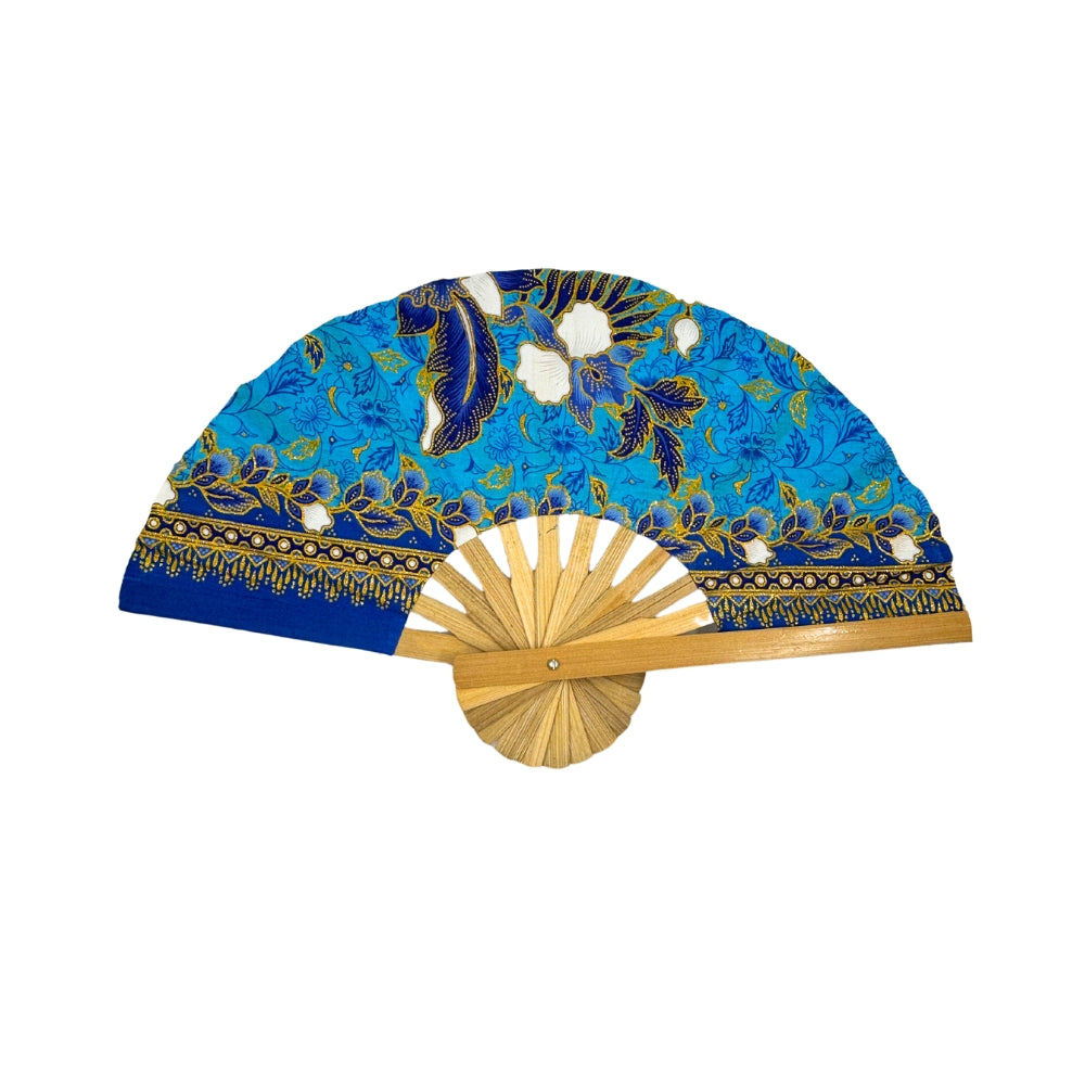 Floral Fabric Wooden Folding Fan - Surprise Color