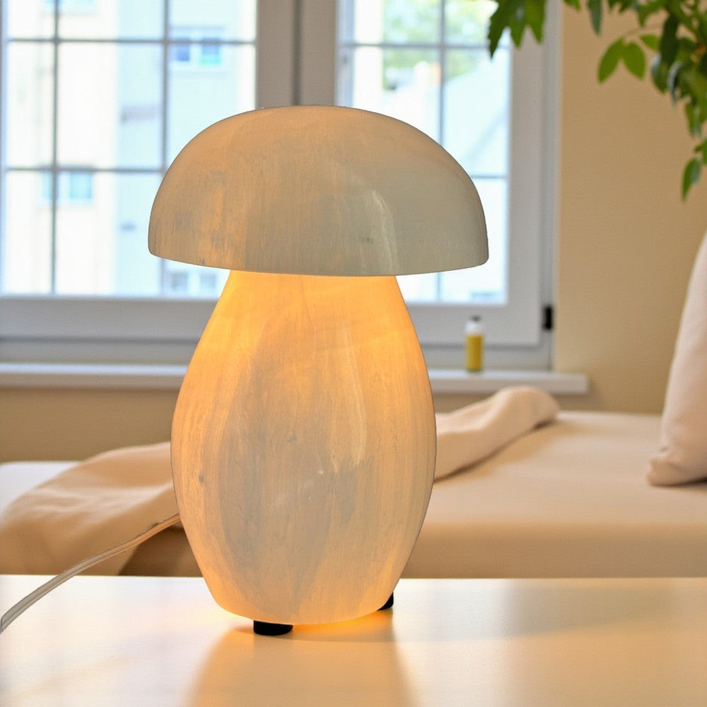 Selenite - Lamp. Large Mushroom